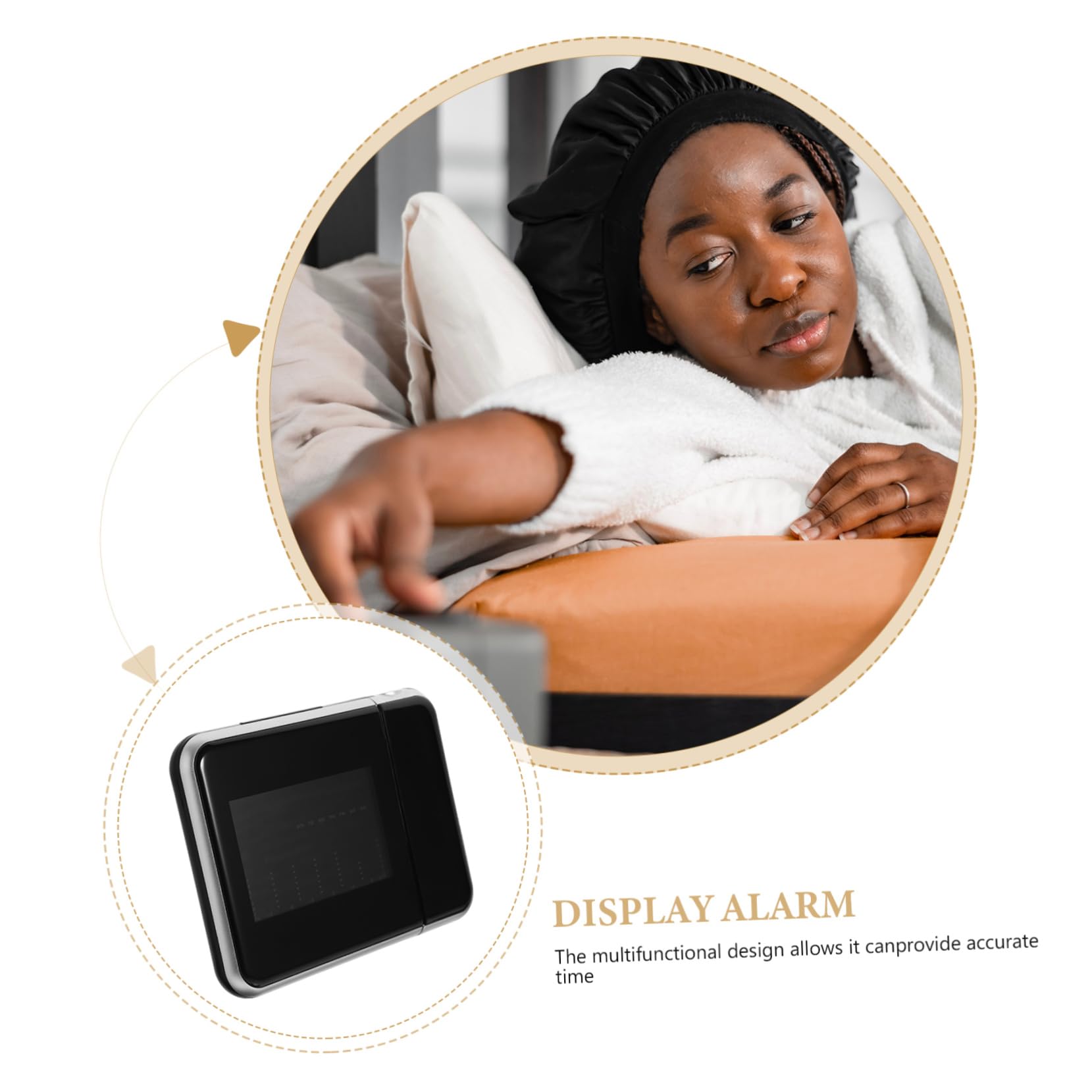 OUNONA Battery-Powered Alarm Clock Led Projection Digital Display 12/ Hour Format for Home or Office Random Style