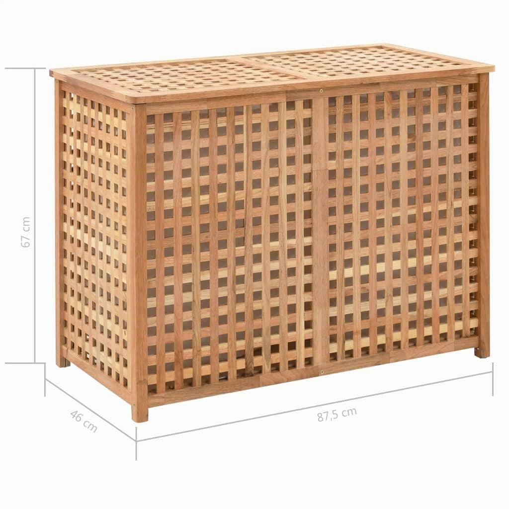 Tidyard Wäschetruhe Wäschekorb Mit 2 Staufächer,Abnehmbare innere Stoffsäcke,Abmessungen:87,5 x 46 x 67 cm (B x T x H),Walnuss-Massivholz und Sperrholz Natur