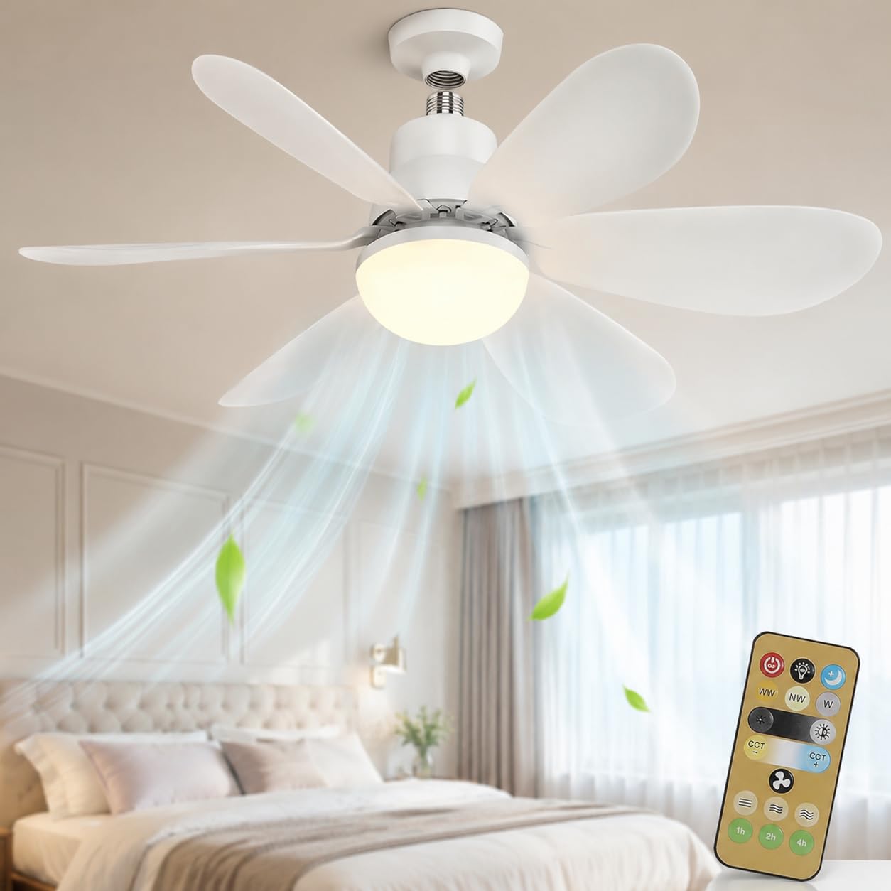 sofhom Ceiling Fans with Lights, E27 Screw-in, Remote, Timer, 3 Speeds