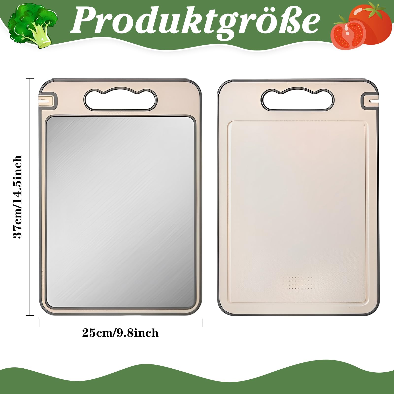 Planche à Découper Inox Double Face Silicone Antidérapante pour Cuisine Viande Poisson Fruits Légumes
