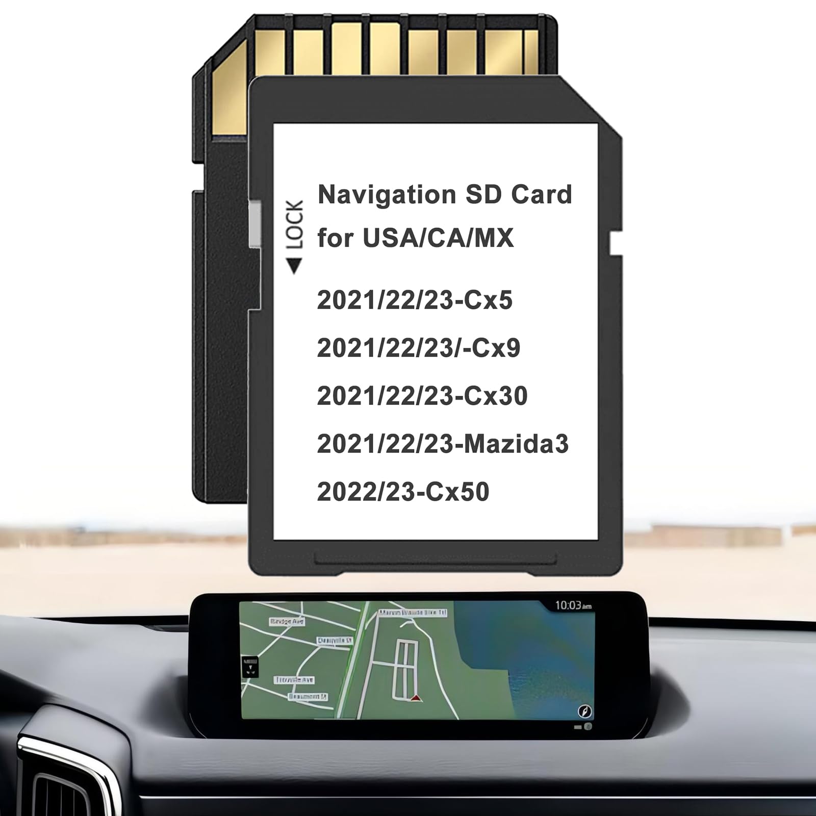 Navigation SD Card Compatible with Mazda 3 2021-2023, Cx-30 2021-2023, Cx-50 2022-2023, Cx-5 2021–2023, Cx-9 2021–2023, Navigation SD Card Update GPS Map Connect System, USA Canada Mexico
