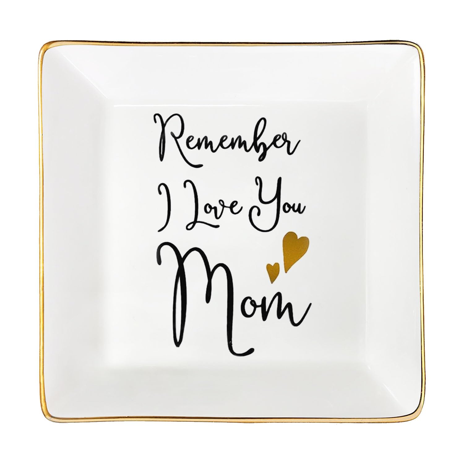 Gifts for Mom Mothers Day Gifts Birthday Gifts for Mum Christmas Thanksgiving Gift Female Small Unique Trinket Tray Ceramic Jewelry Dish Ring Holder,Remember I Love You Mom
