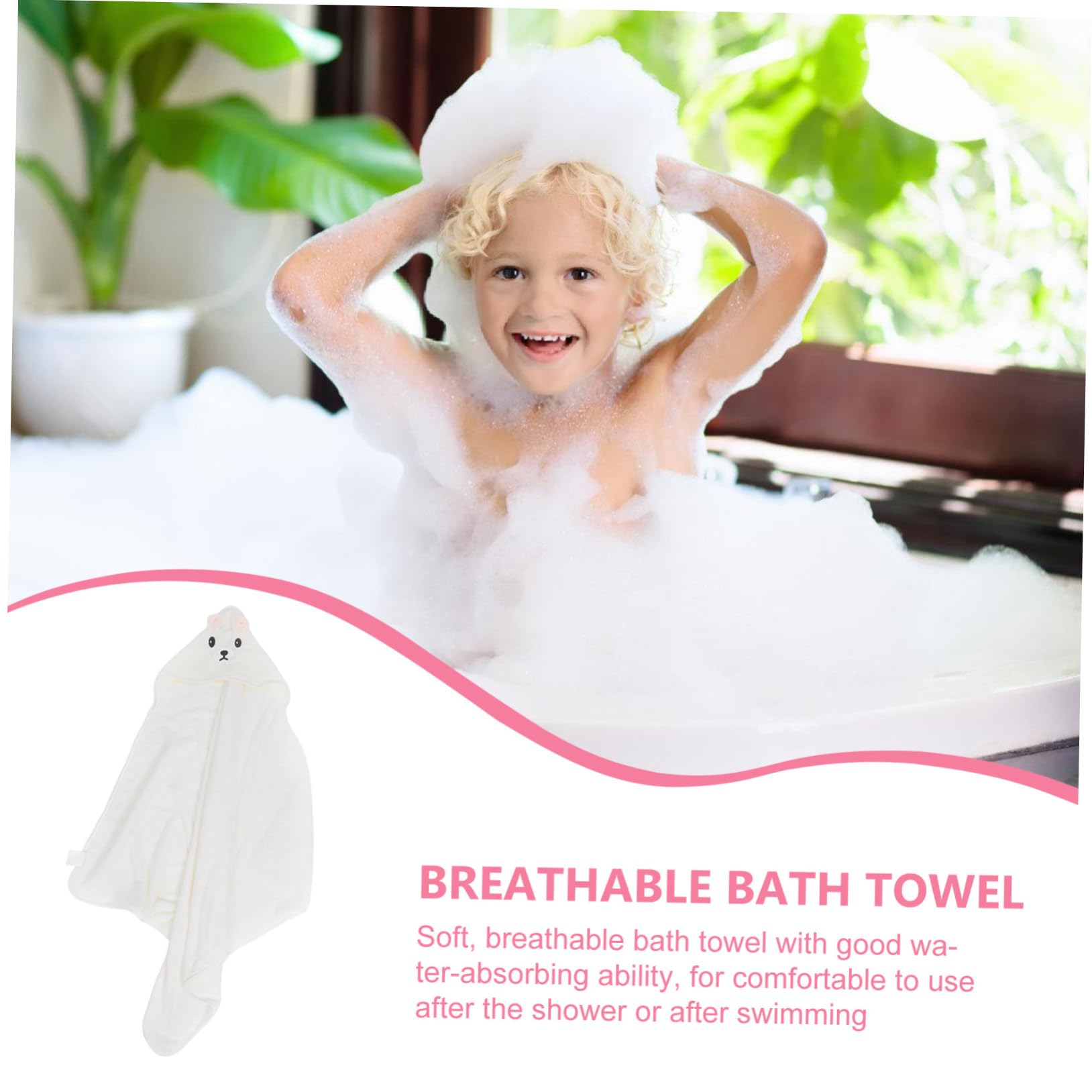 Toyvian 3pièces Serviette De Bain à Capuche pour Garçon Fille Ensemble De Serviettes Éponge avec Design Cartoon pour Nés Couleur Aléatoire
