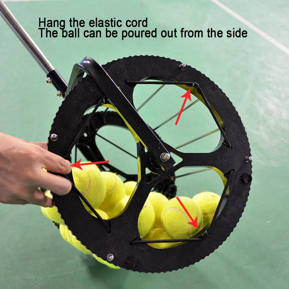 Recogedor automático de pelotas de tenis 2 en 1, capacidad 80 pelotas, mango y rodillo para entrenamiento