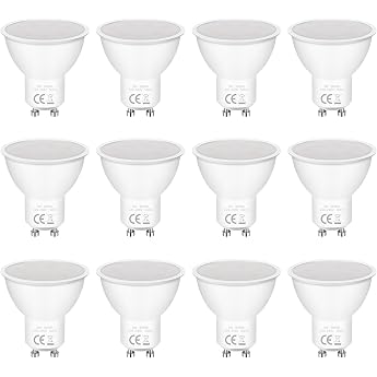 GU10 LED Warm White Light Bulb 5 W 3000 K 400 Lumen Bulbs Replaces 50 W Halogen Bulbs GU10 LED Warm White Not Dimmable No Flickering Beam Beam Angle 120  Reflector Lamps AC 220-240 V Pack of 12
