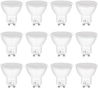 12 Bombillas LED GU10,5W Equivalente a 50W,400 Lúmenes Blanco Cálido 3000K,Ángulo de haz de 120°,Sin Parpadeo No Regulable,AC 220-240V,Bajo Consumo Bombilla GU10 LED para Dormitorio,Cocina,Salón