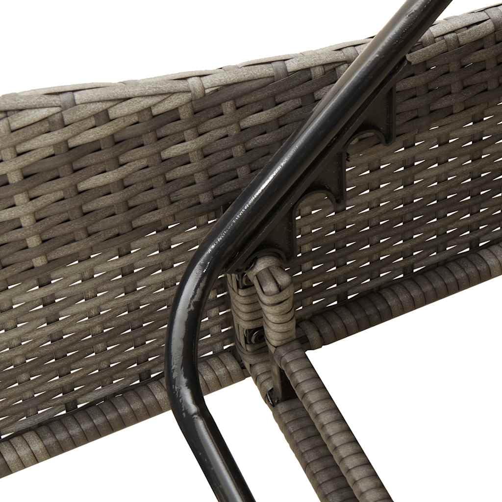 Leżak ogrodowy, szary, 114 x 205 x 73 cm, rattan PE z poduszkami, 3-stopniowa regulacja oparcia, malowana proszkowo rama stalowa, rekreacja na świeżym powietrzu