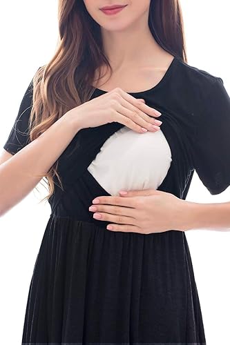 Miniatura 2 de Smallshow Vestidos de lactancia de retazos de manga corta para mujer