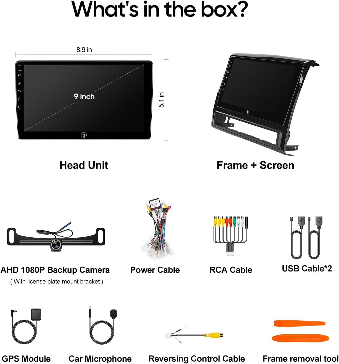Car Stereo Radio Replacement for Toyota Tacoma 2005-2015,9 Inch Android 13 Tacoma Head Unit Support CarPlay,Android Auto,4+64G,GPS Navigation,1080P Backup Camera,WiFi,Bluetooth,EQ,FM,AM,SWC