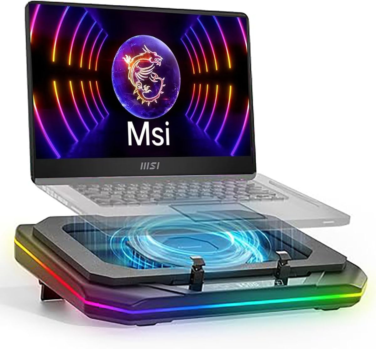 Cooling Pad for Msi Vector 17 HX 16 HX GP77 GP66 GP76 GP68HX GP66HX （Creator 15 16 17 M14 15M M16 HX Z16 A16） Gaming Laptop with Powerful Turbo Fan Can Fast Cooling,6 RGB Light Mode,Touch Contr