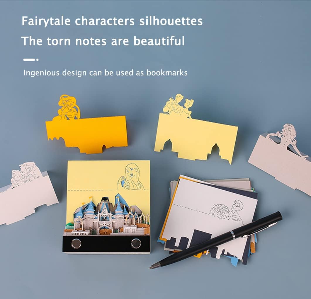 3D Sticky Note Paper Memo Pad,Fantasy Castle Office Notepad Desk Decoration DIY Creative Birthday Gift