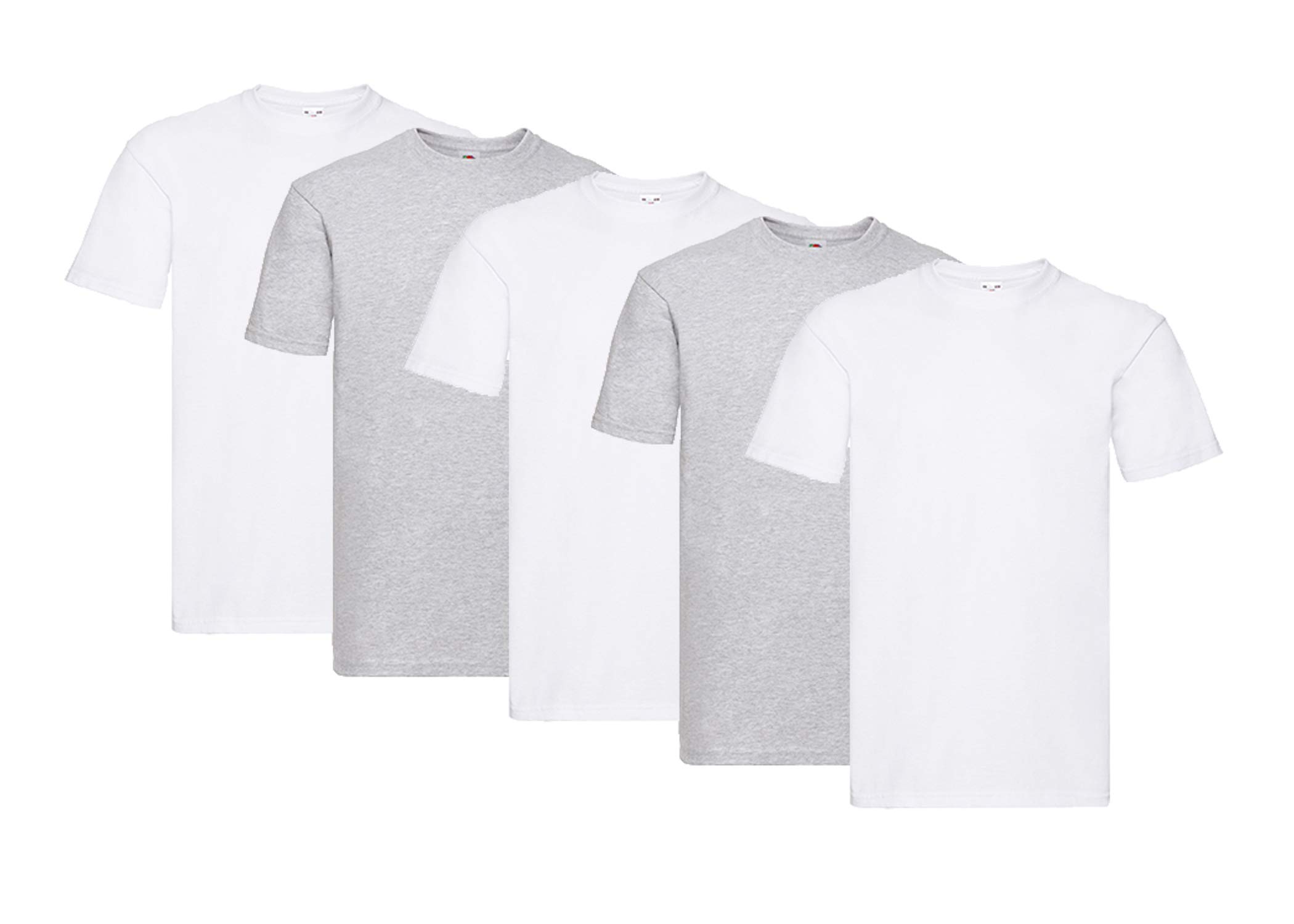 Fruit of the Loom Men's Super Premium Short Sleeve T-Shirt, White, Small, 5-Pack, Model 61-044-0