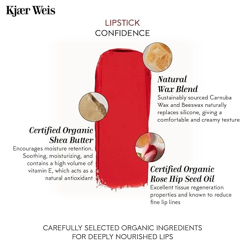 Miniatura 3 de Lápiz labial Kjaer Weis. Color de labios nude hidratante con acabado satinado suave. Ingredientes orgánicos y nutritivos para lápiz labial de larga