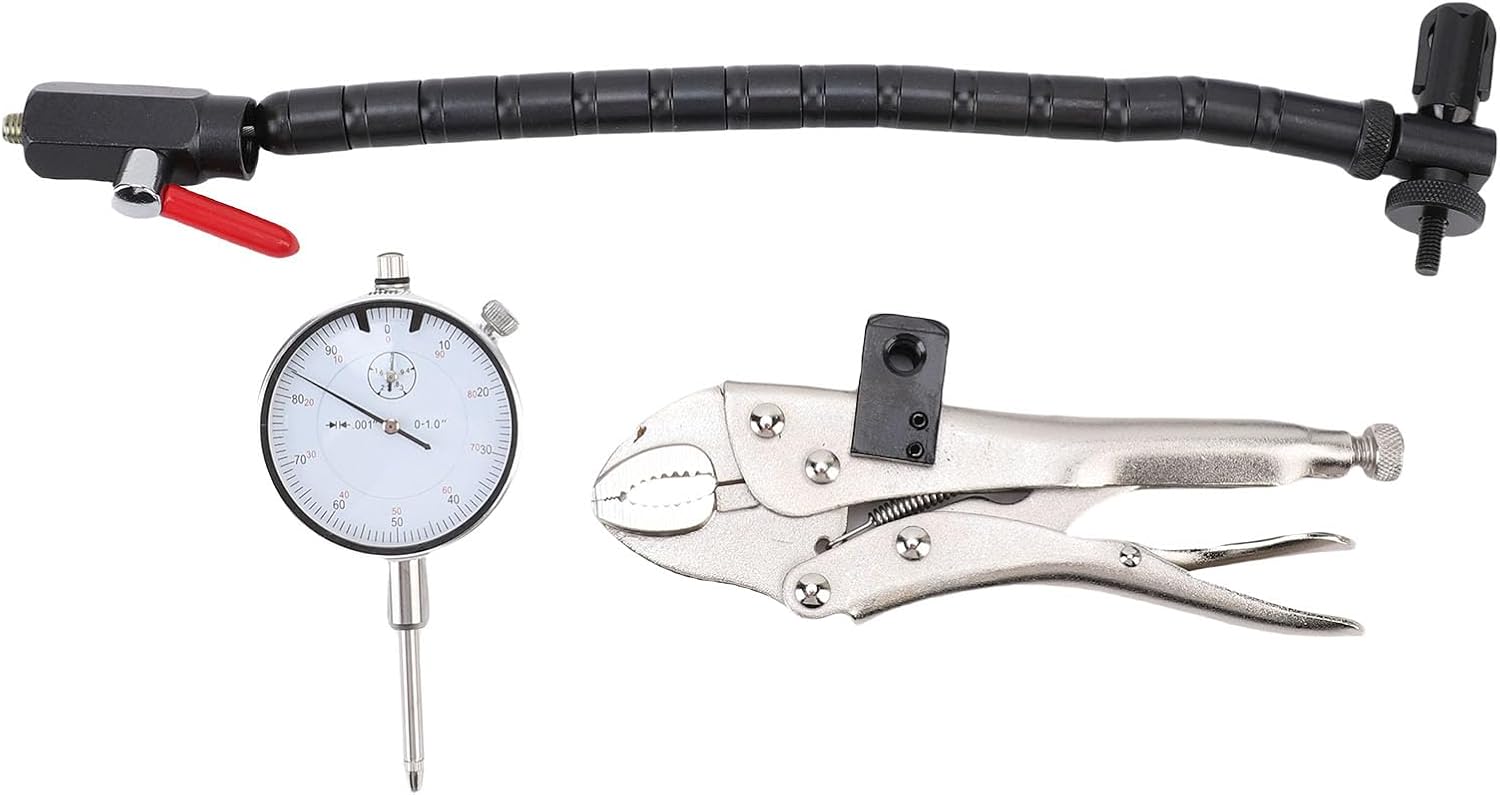 Brake Rotor and Ball Joint Runout Gauge Set, Steel and Aluminum Alloy, Indispensable Tool for Automotive Measurements, with Tempered Glass, Versatile Plier