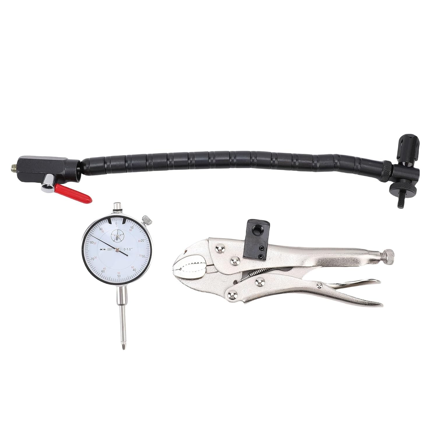 Brake Rotor and Ball Joint Runout Gauge Set, Steel and Aluminum Alloy, Indispensable Tool for Automotive Measurements, with Tempered Glass, Versatile Plier