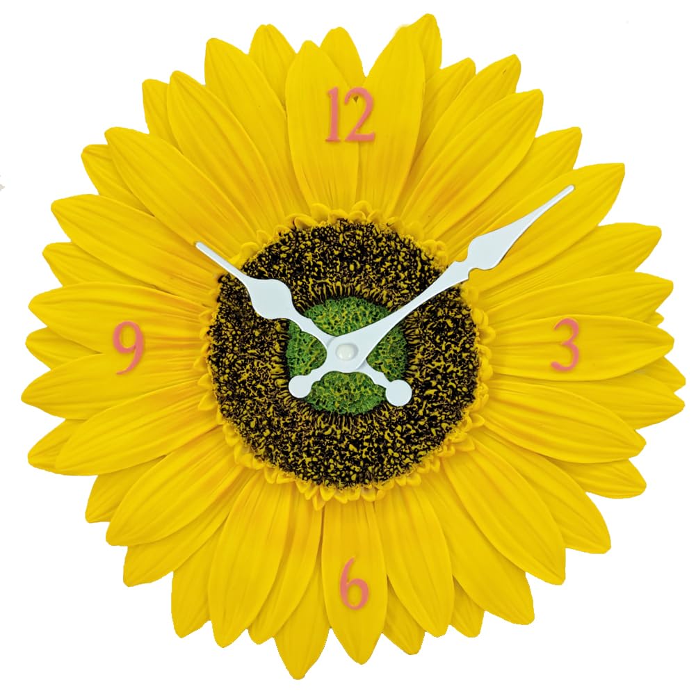 Horloge de jardin étanche motif tournesol avec cadran résistant aux intempéries