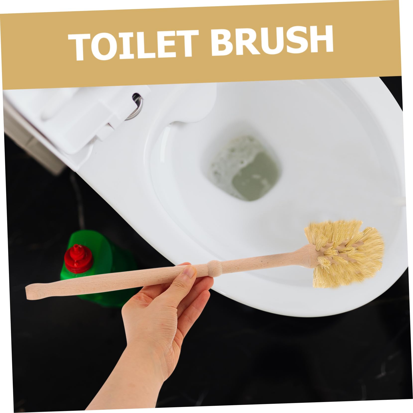 FOMIYES Juego de Escobilla No Daña la Superficie del WC para Inodoro con Soporte de Madera y Cerámica Cepillo de Limpieza para Baño y Hotel