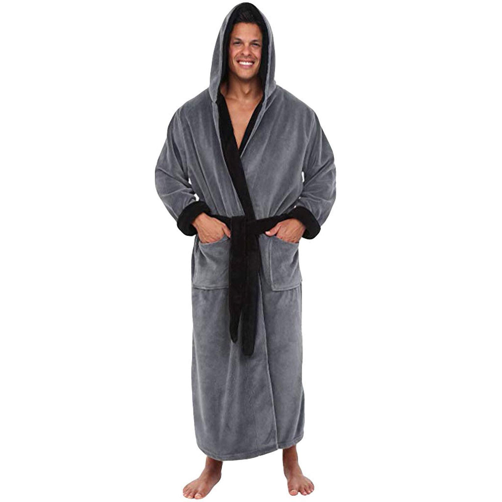 Hooded Dressing Floor Length Mens Dressing Gowns Heat Holders