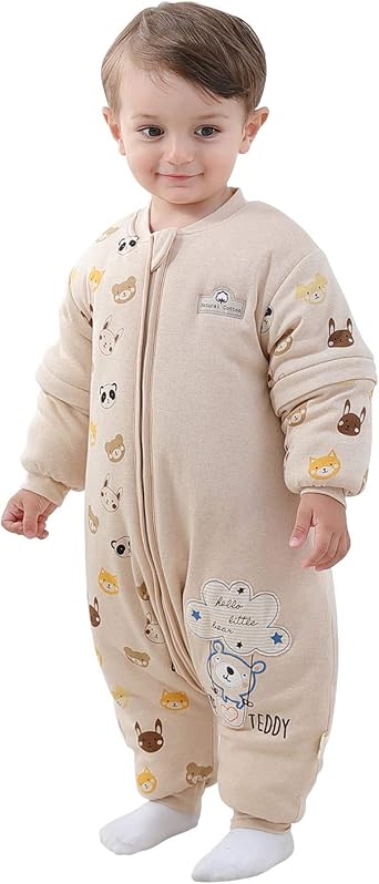 Mosebears Baby Sleeping Bag, 2.5 TOG Baby Sleep Sack with Legs,Winter Sleeping Bag with Removable Sleeves
