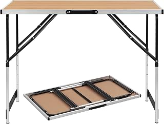 eSituro Mesas Camping Plegable y Portátil, Mesa de Picnic Rectangular, Multifuncional Mesa Plegable de Aluminio de Peso Ligero, con Altura Ajustable (73-94 cm), 100x60 cm