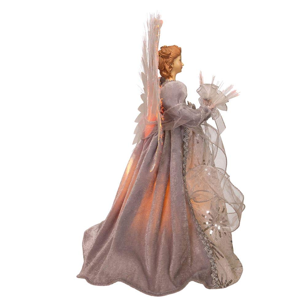 Kurt S. Adler Kurt Adler 16-Inch Fiber Optic White, Silver, and Gray Angel Tree Topper Weihnachtsbaumspitze, Mehrfarbig