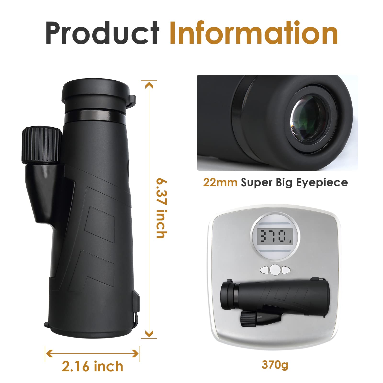 Télescope monoculaire de vision nocturne 10/12/15 x 50 haute puissance, étanche, résistant aux chocs, pour adultes, prisme Bak4 pour camping, chasse, observation des oiseaux, concert, gadgets de