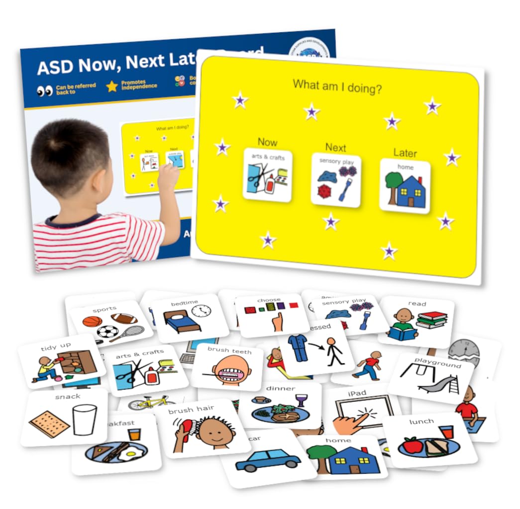 First Then Visual Schedule for Kids –Premium Durable Plastic –32 Communication Cards –Autism Learning Materials –Special Education Classroom (English)