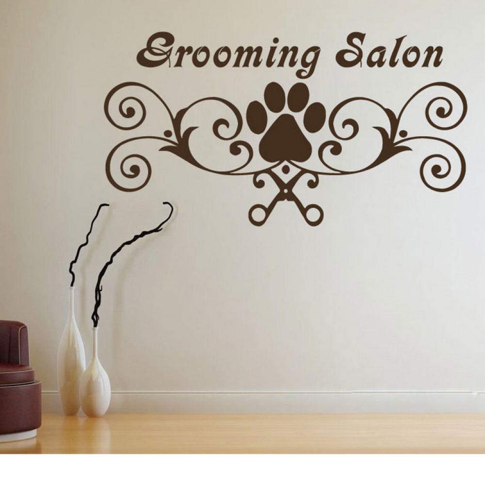 78X42Cm Pet Shop Decor Grooming Salon Logo Wall Sticker Dogs Paw Vinyl Wall Decal Grooming Salon Wall Art Mural Pets Style Sticker