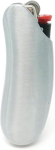 Funda de metal compatible con encendedor BIC estándar para encendedor BIC tamaño estándar J6 de una pieza en plata mate