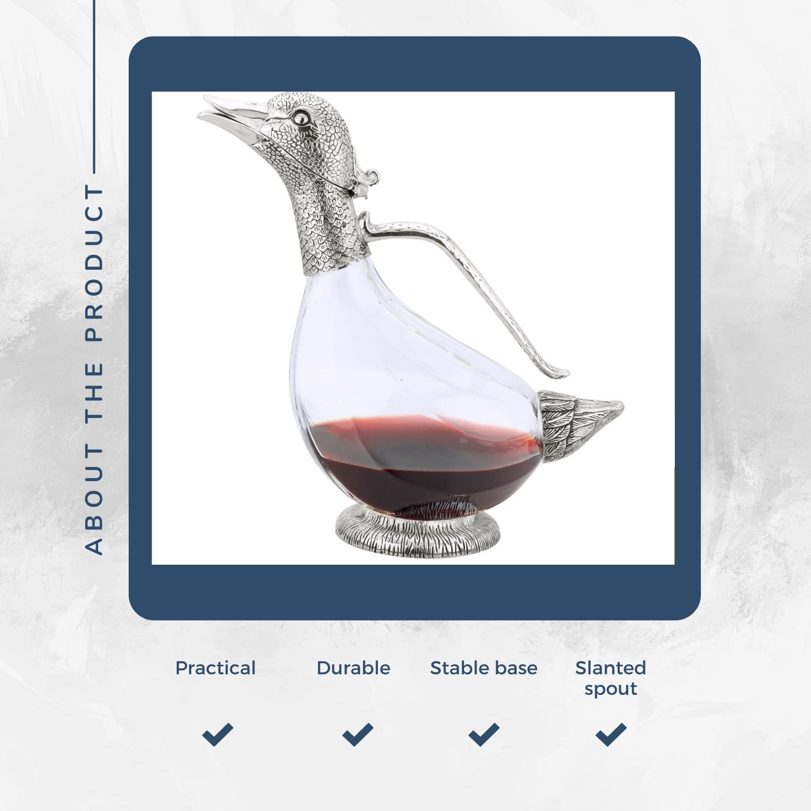 Regent - Decantador de pato chapado en plata, 750 ml, regalo de vino, decantador para vino, buen regalo para hombres y mujeres, buen regalo en un día especial
