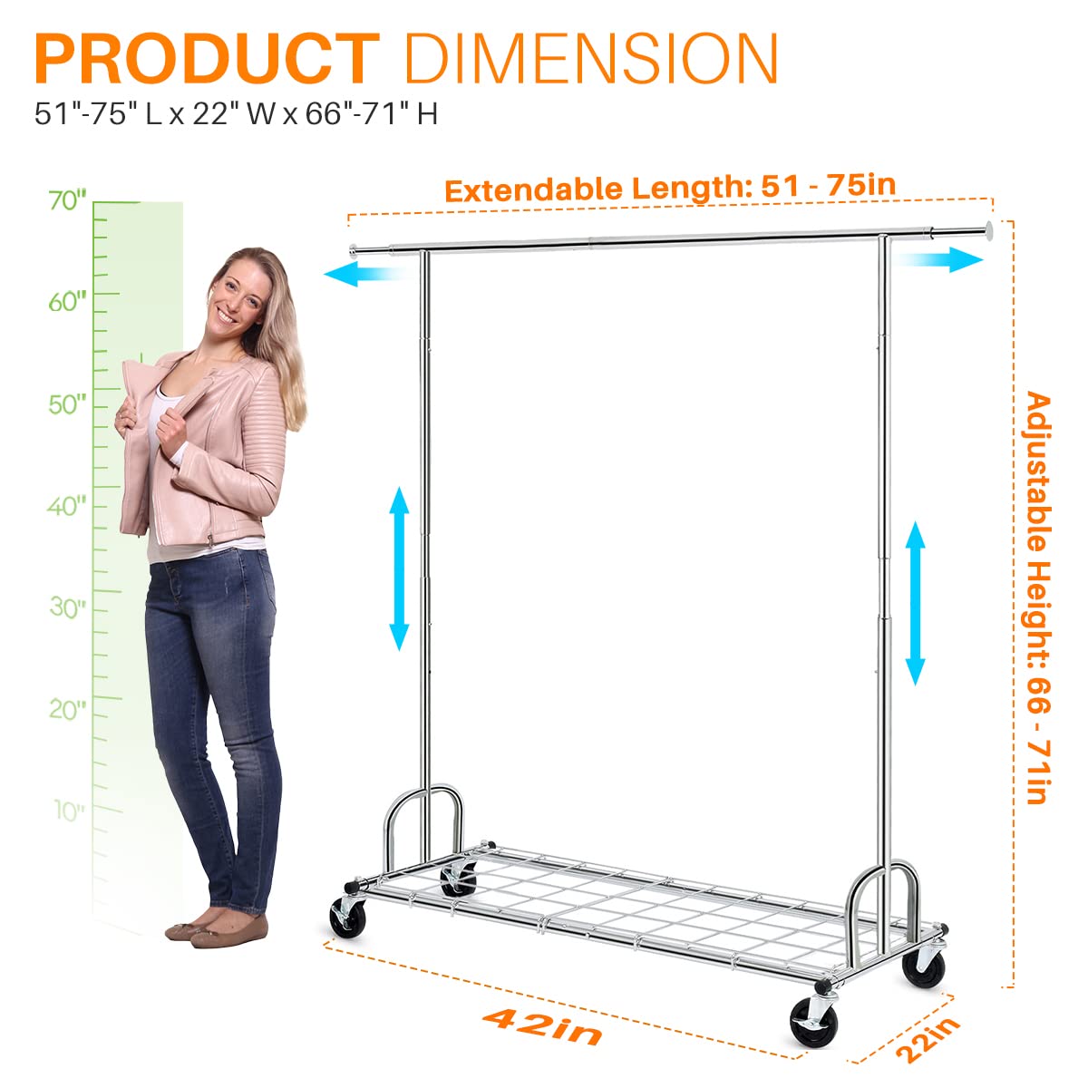 Buy HOKEEPER Clothing Garment Rack with Shelves Capacity 450 lbs