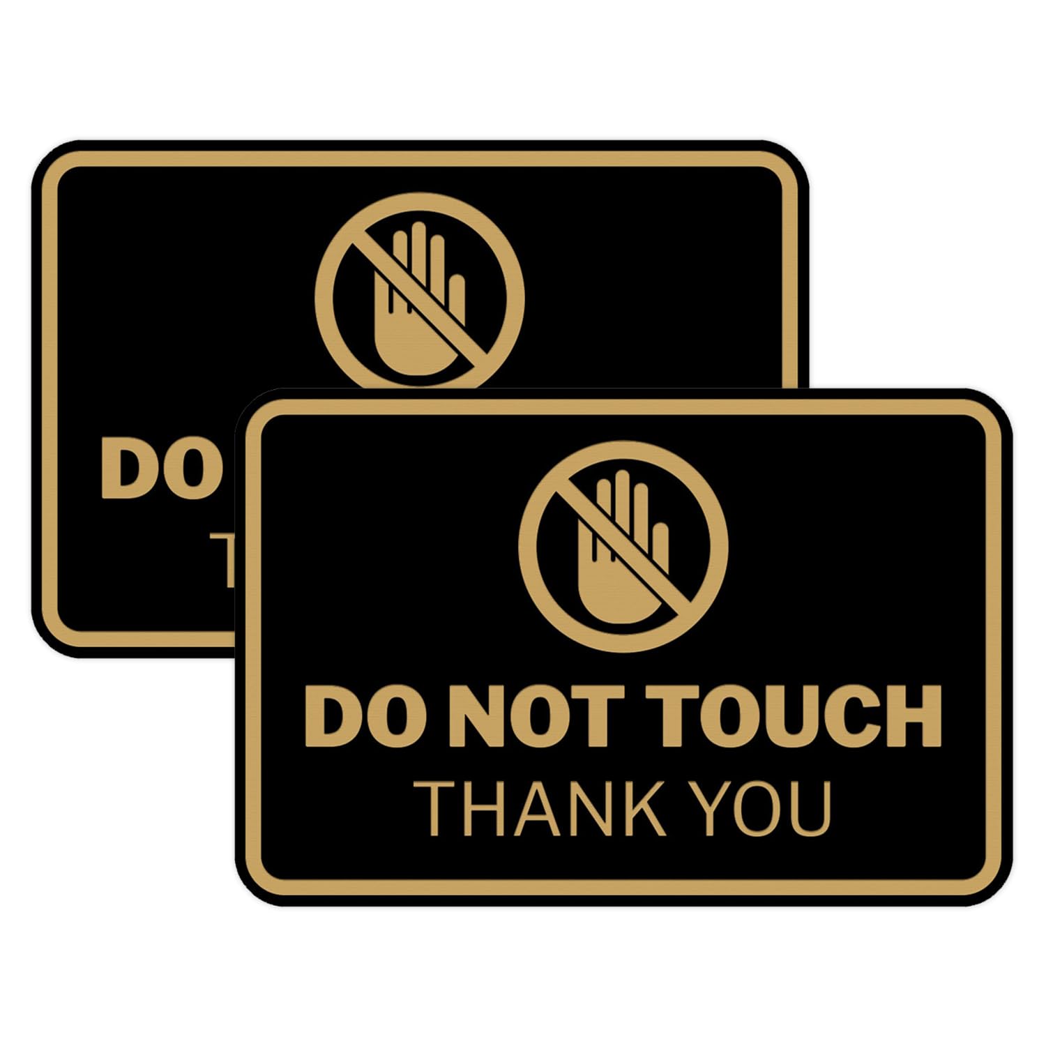 Signs ByLITA Classic Framed Do Not Touch Thank You Sign (Black Gold) - Medium (2 Pack)
