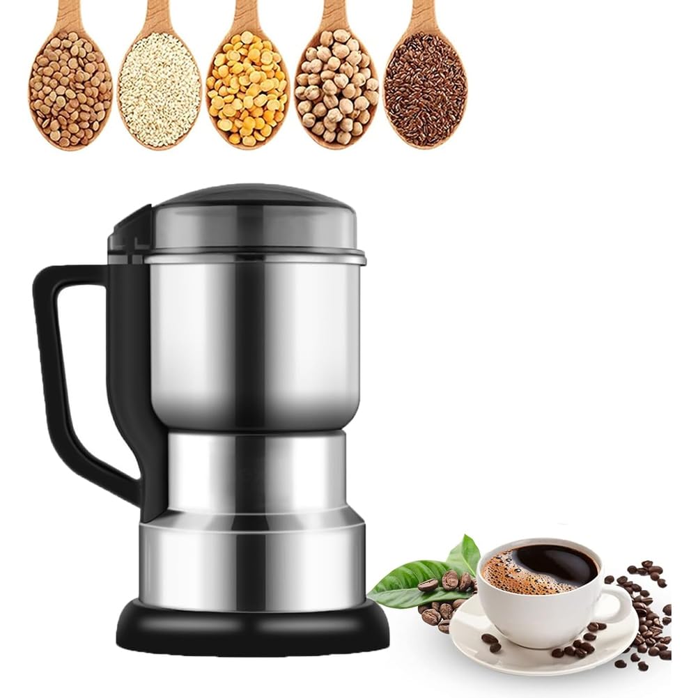 Machine À Écraser Multifonction, Moulin À Grains Électrique avec Couteau Et Brosse en Acier 6 Lames, Vitesse Réglable De 35 000 TR/Min Et Capacité De 50 À 400 G, pour Assaisonner Les Grains Café