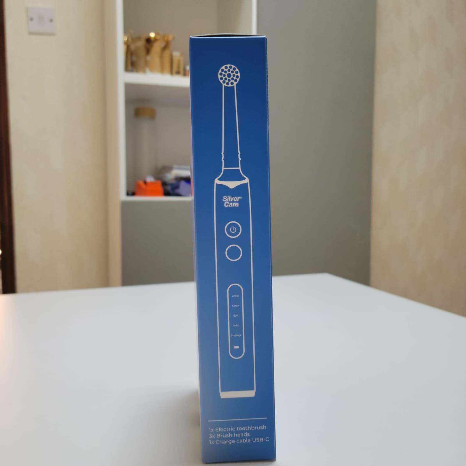 SilverCare Puro Spazzolino Elettrico Rotante 5 Modalità di Spazzolamento 3 Testine di Ricambio Ricaricabile USB-C