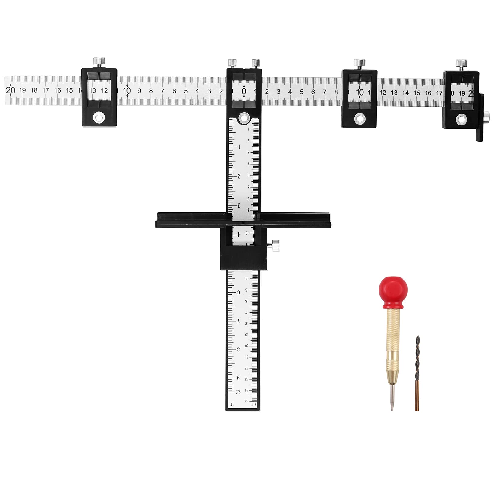 CAMWAY Punch Locator Drill Guide Woodworking Drill Guide Tool Cabinet Sleeve Hardware Jig ABS Plastic Wood Drilling Dowelling Hole for Installation of Handles Knobs Doors Drawer Pull