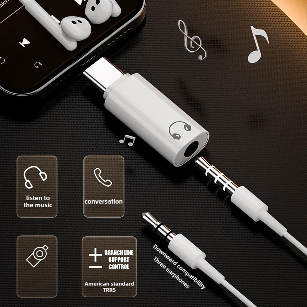 Adattatore da USB-C a Jack 3,5 mm Audio AUX per Cuffie
