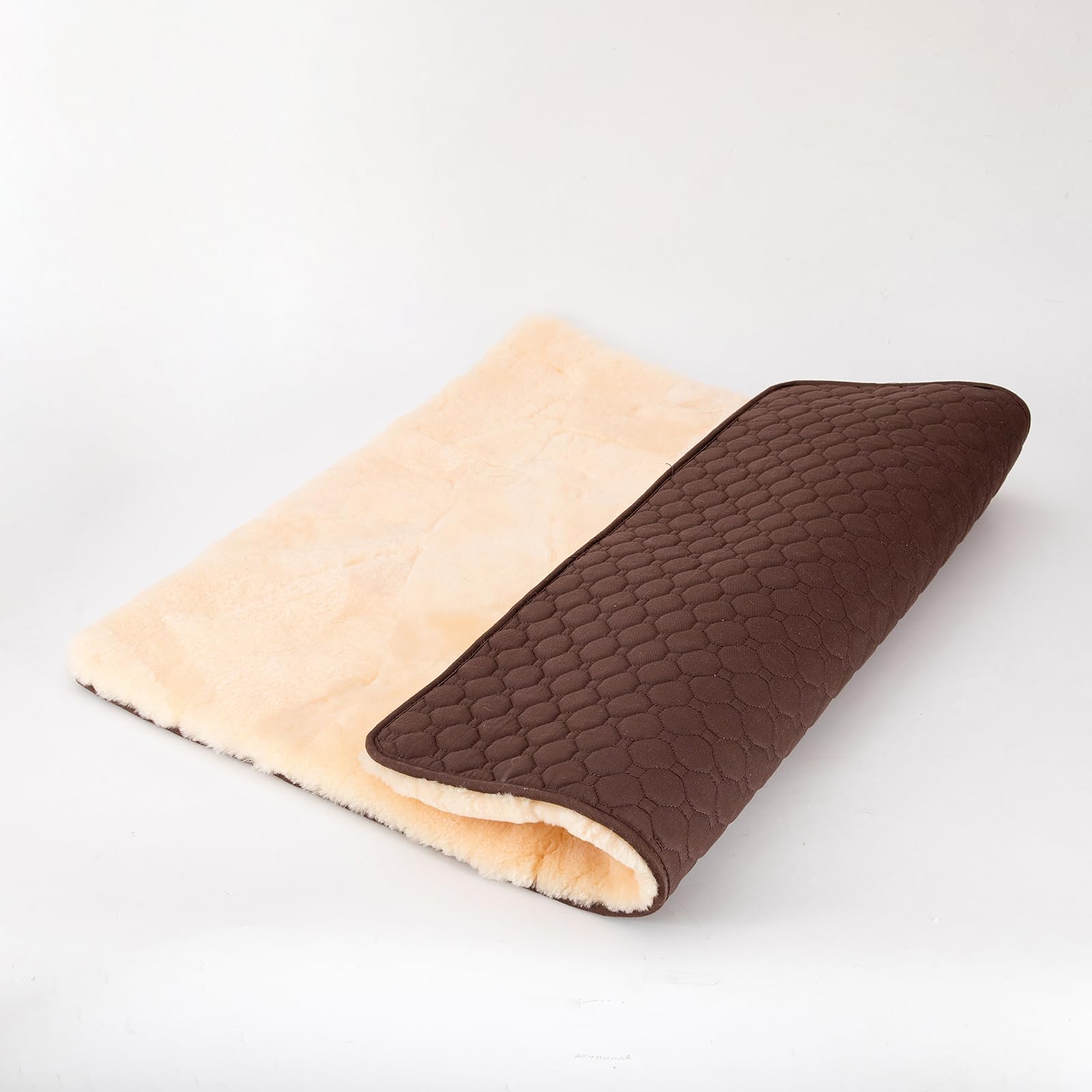 Manta de piel de cordero para perros, alfombra para perros, de auténtica piel de oveja, manta para dormir, manta para perros y gatos, muy suave, cálida y suave (60 x 60 cm, beige)