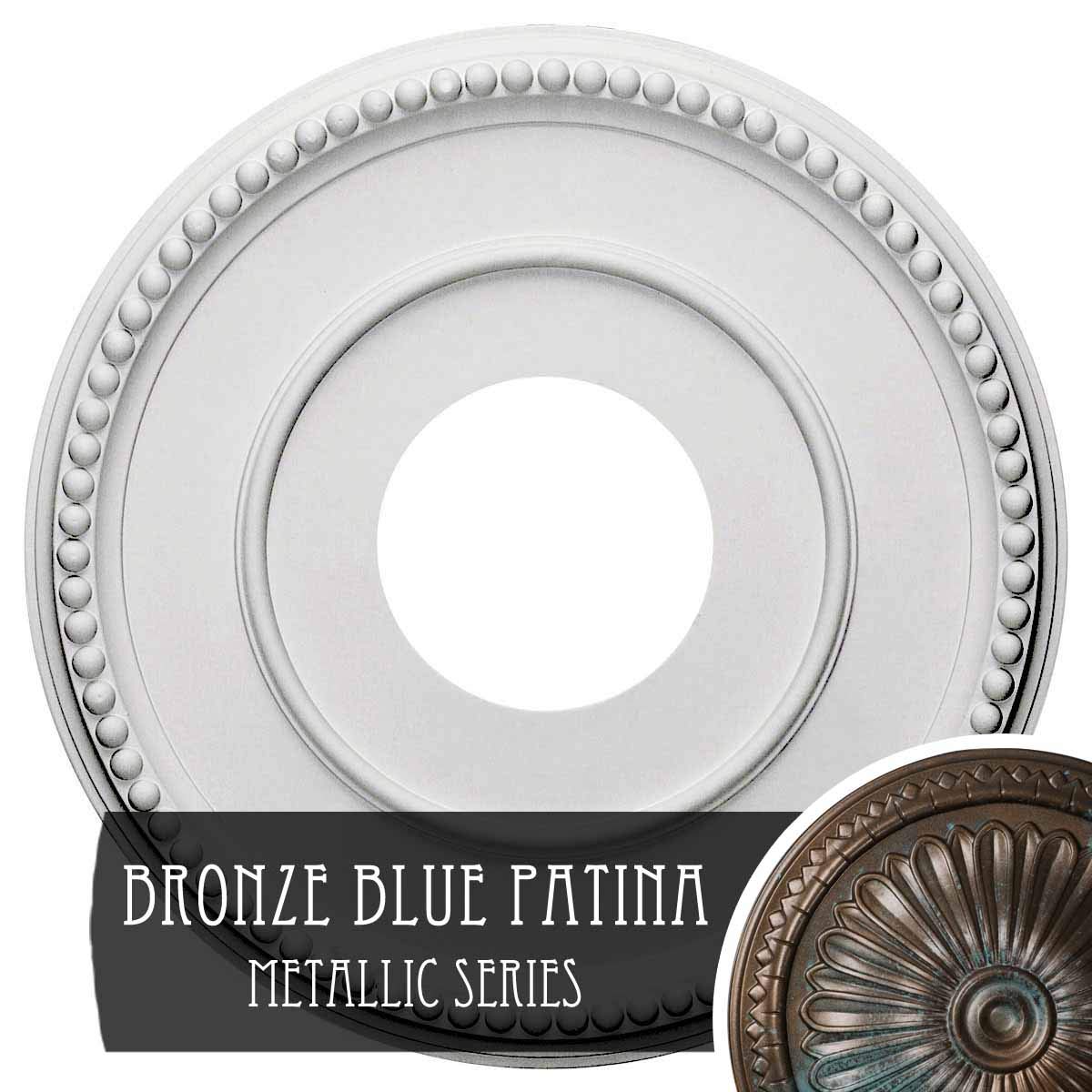 Ekena Millwork CM12BRBBS Bradford Ceiling Medallion, 12 1/2"OD x 3 7/8"ID x 3/4"P (Fits Canopies up to 6 5/8"), Hand-Painted Bronze Blue Patina