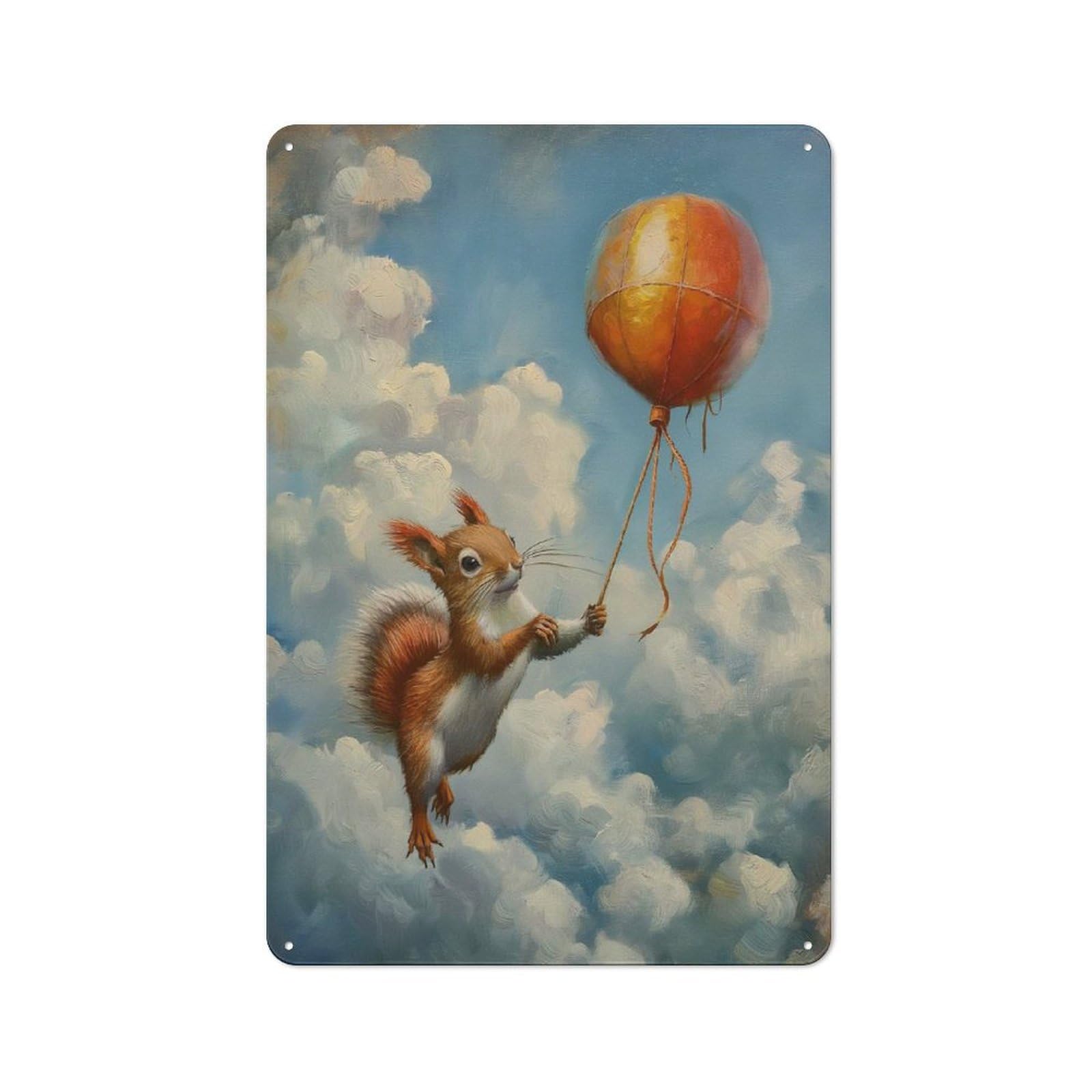 Junmoney Style-13 Vintage Tin Sign 30X20cm With Funny Squirrel Balloon For Guest Room Or Hallway, For Collectors Decorating Guest Rooms And Hallways