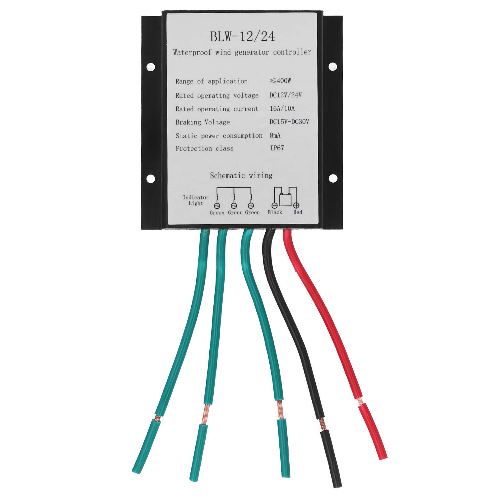 Aerogenerador Controlador DC12-24V 400W Regulador Carga Batería Impermeable IP67 con Protección