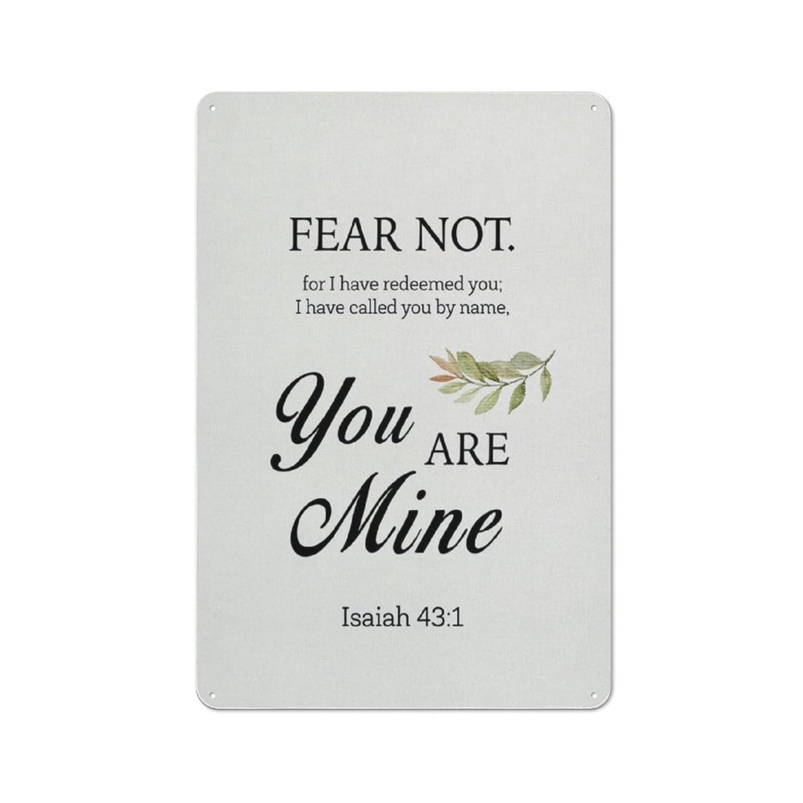 Acdoet Tin-13 Rustic Metal Tin Sign Bible Verse Isaiah 431 Fear Not For I Have Redeemed You Print Wall Art Home Office Decor Scripture Painting Poster Christian Gift 8X12 Inch