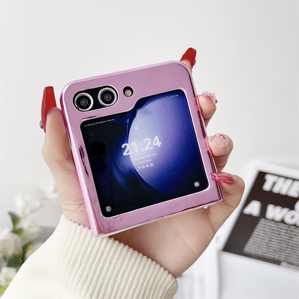 Funda de Lujo con diseño Brillante para Samsung Galaxy Z Flip 5 4 3 Z Flip 3 Z Flip 4 Z Flip 5, Carcasa de Silicona Suave con Revestimiento de Color sólido, Color Negro, para Samsung Z Flip 5