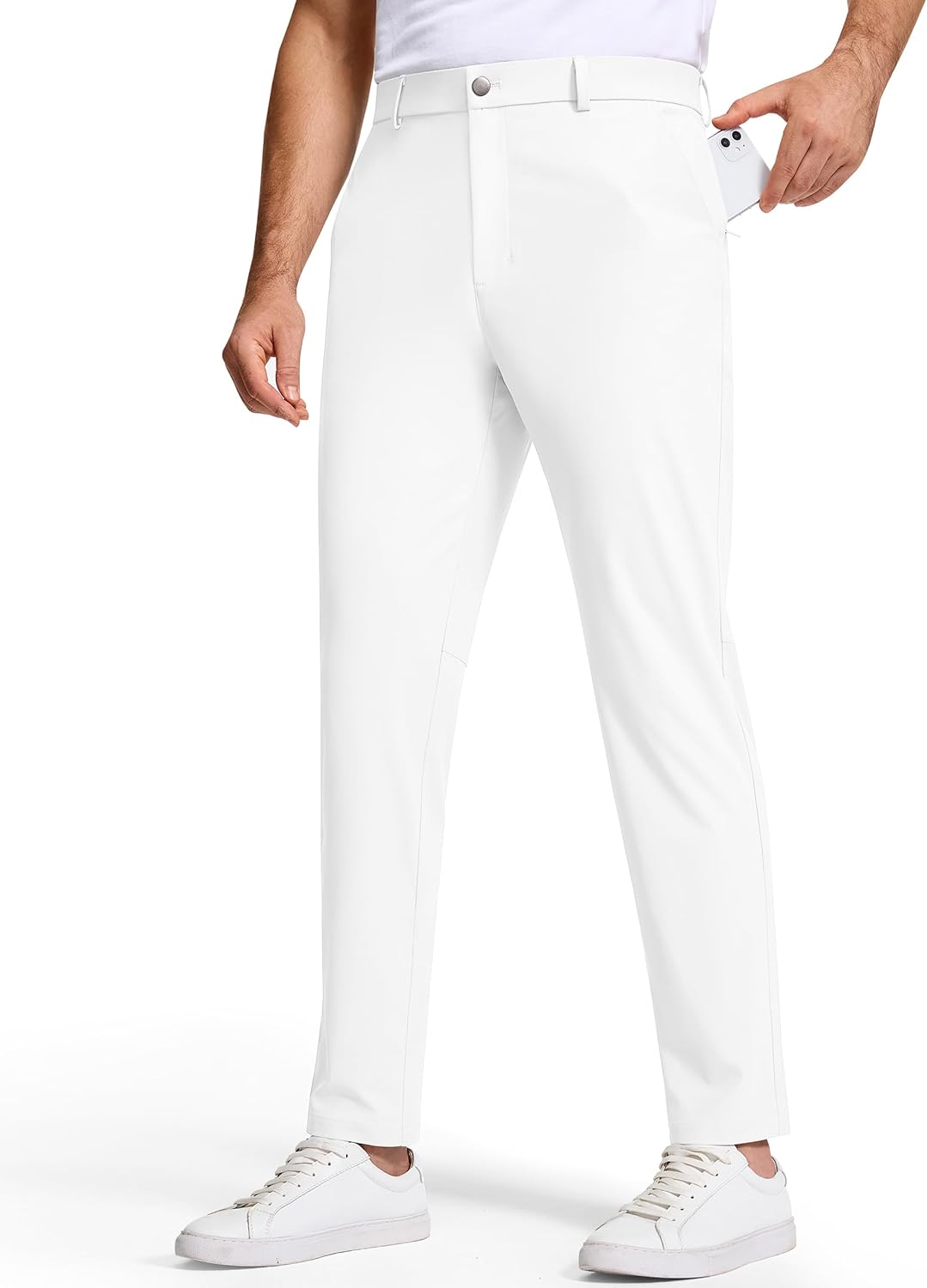 Men Golf Pants 30" Inseam 5 Pockets Slim Fit Stretch Lightweight Quick Dry Dress Chino Trousers for Work Casual