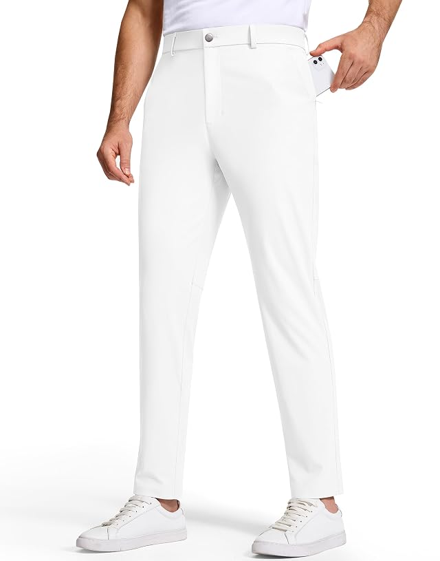 Golf Pants Men 30 32 34 Inseam 5 Pockets Stretch Slim Fit Lightweight Quick Dry Dress Chino Trousers