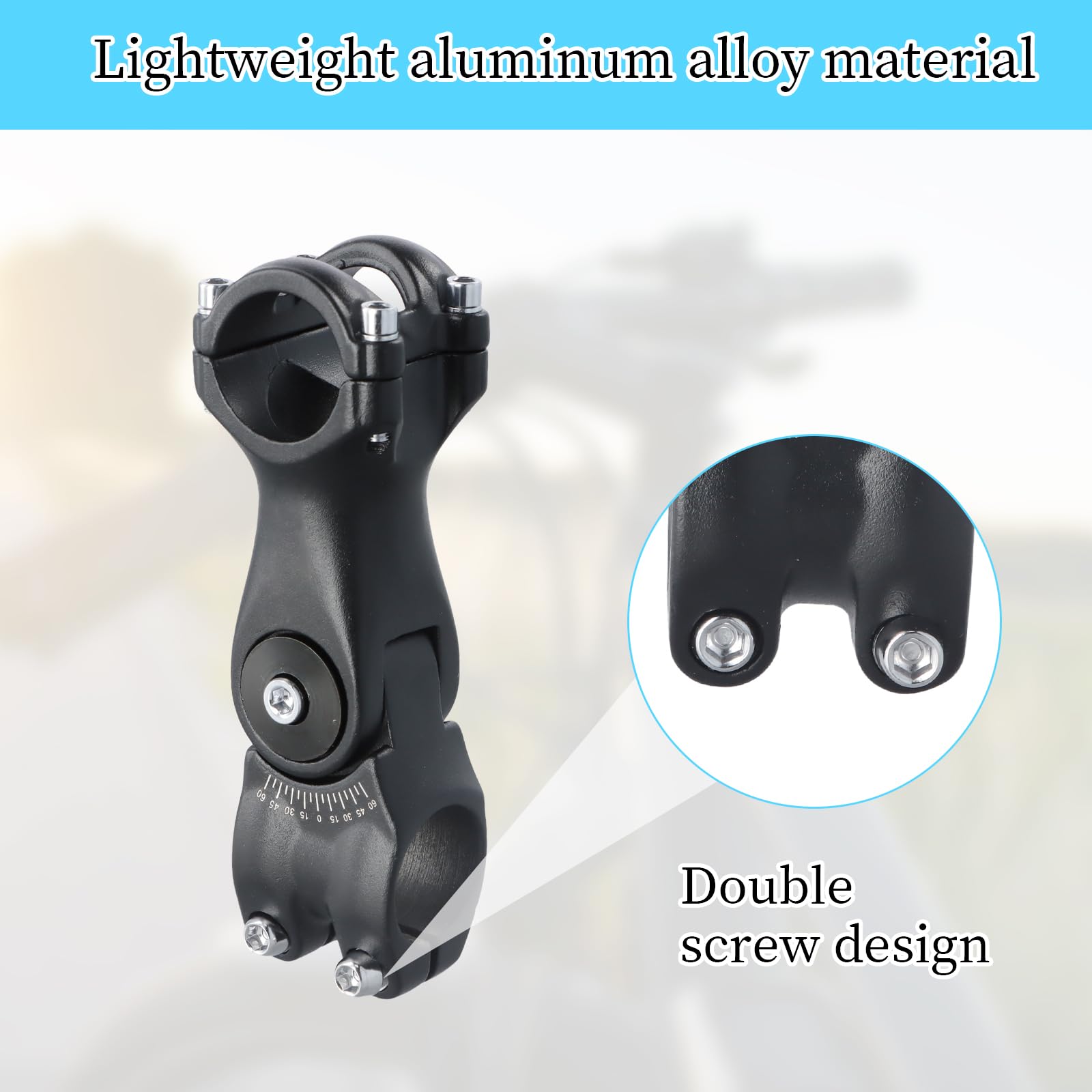 Potence Vélo Réglable 31,8 Mm – Extension 120 Mm, Angle ±60°, Alliage Aluminium, Pour VTT, Route, BMX