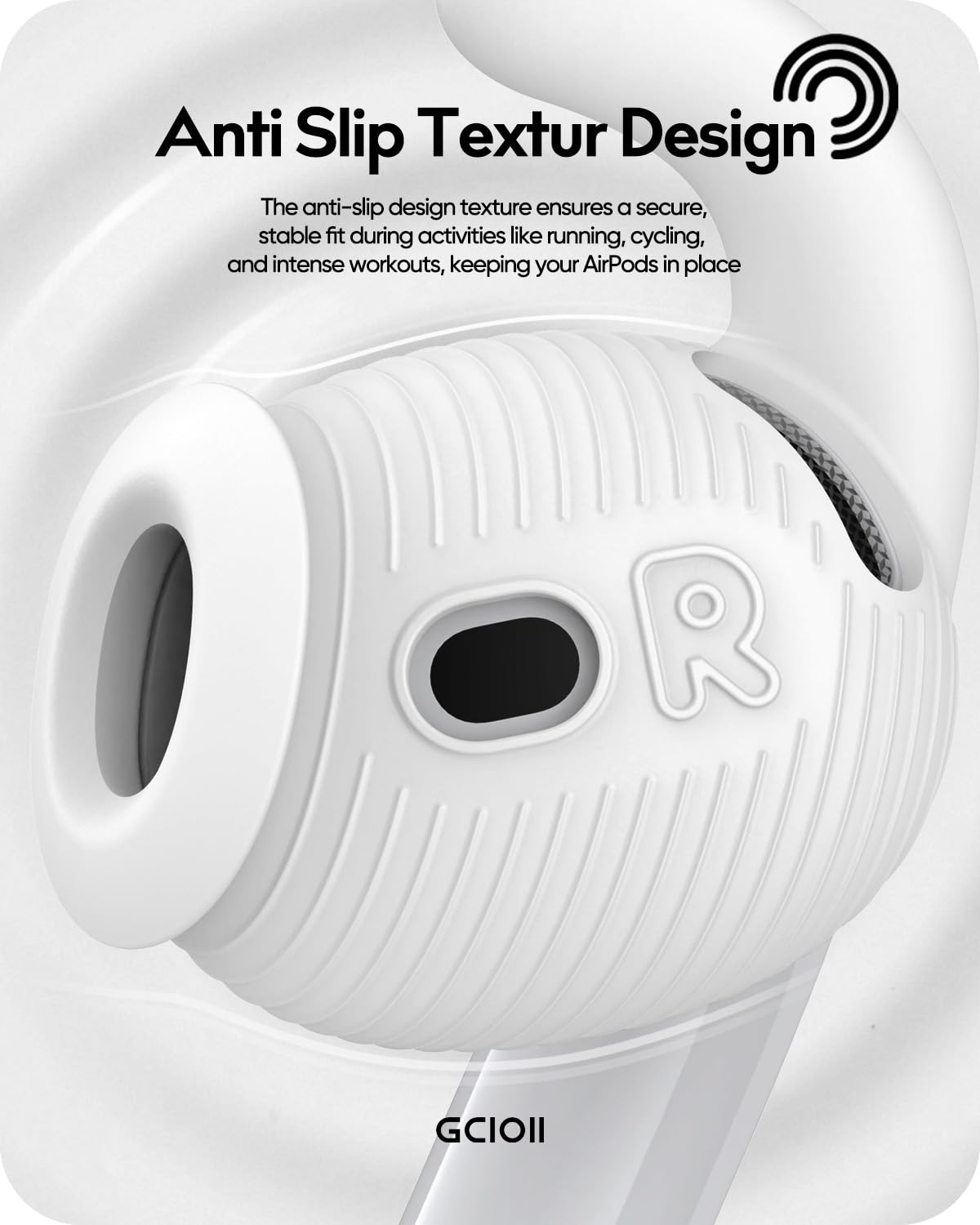 Gcioii 4 paia di gommini per AirPods 4, con custodia aggiuntiva per riporre gli auricolari, con cancellazione del rumore, antiscivolo, compatibili con Apple AirPods di quarta generazione (S e L)