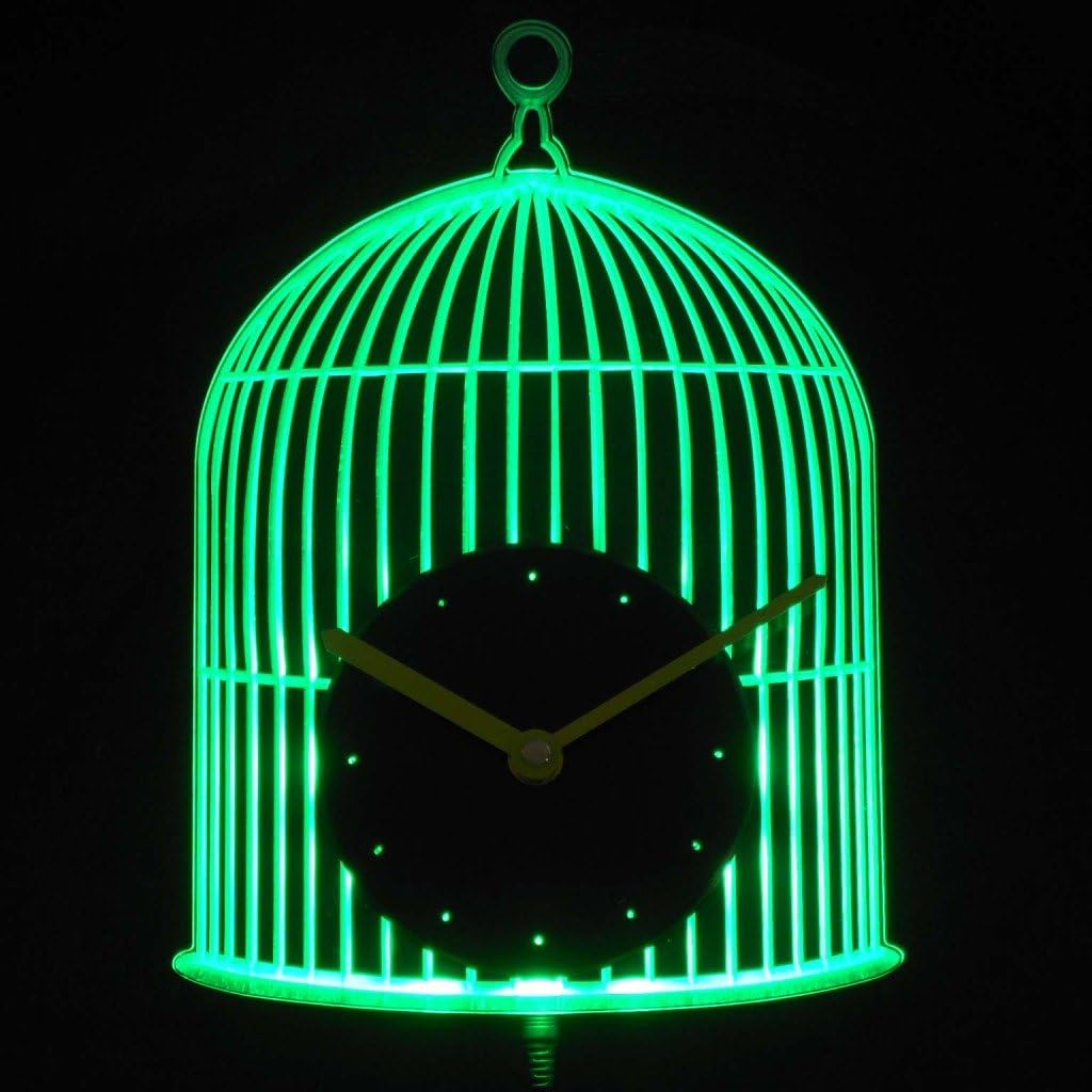 ADVPRO cnc2010-y Bird Cage Decoration Illuminated Edge Lit Bar Beer Neon Sign Wall Clock with LED Night Light