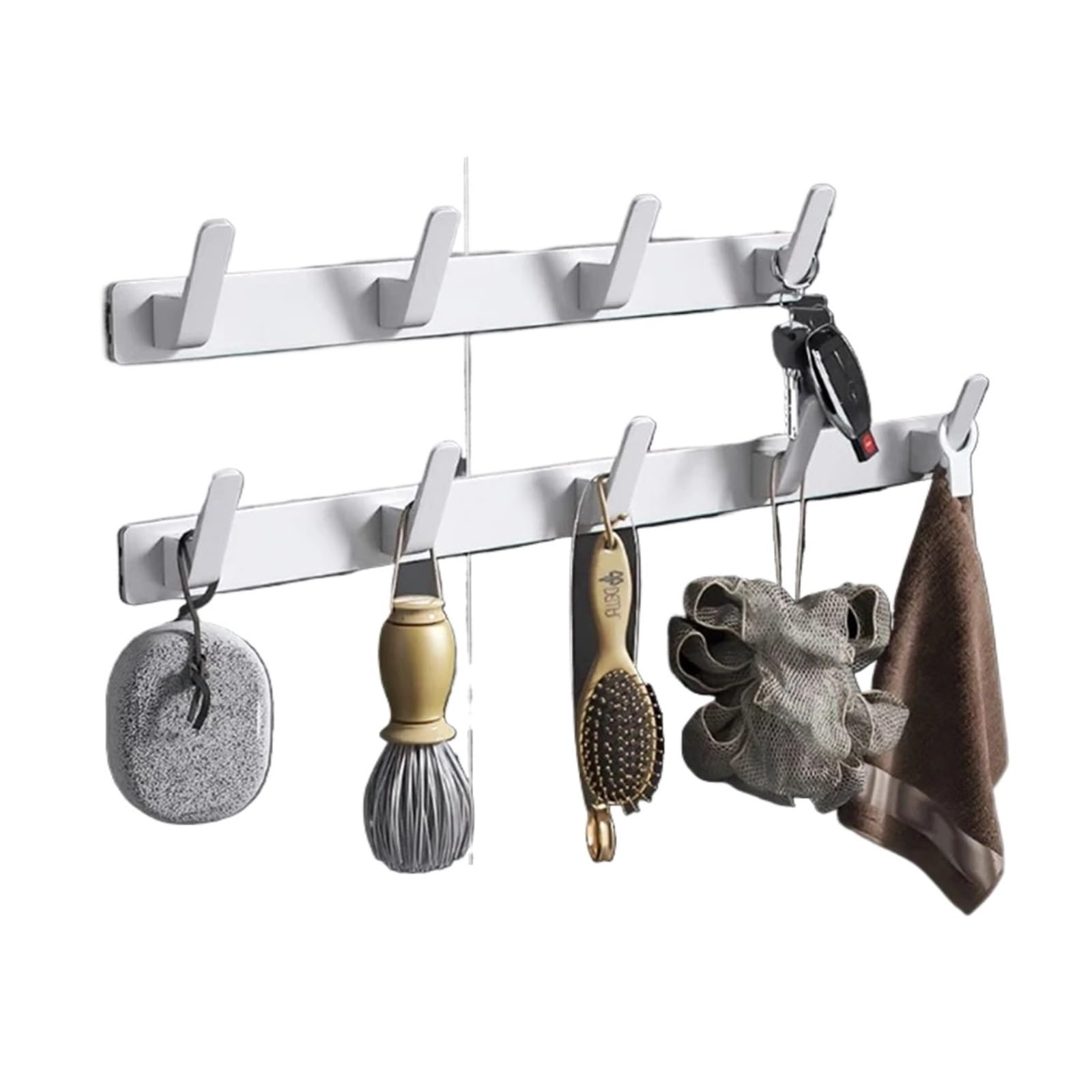 Ryqzhhy Grey 3 Hook Coat Hooks Dual Color Wall Hook Hanger Multifunctional Storage Rack For Home Use(Grey 3 Hook)