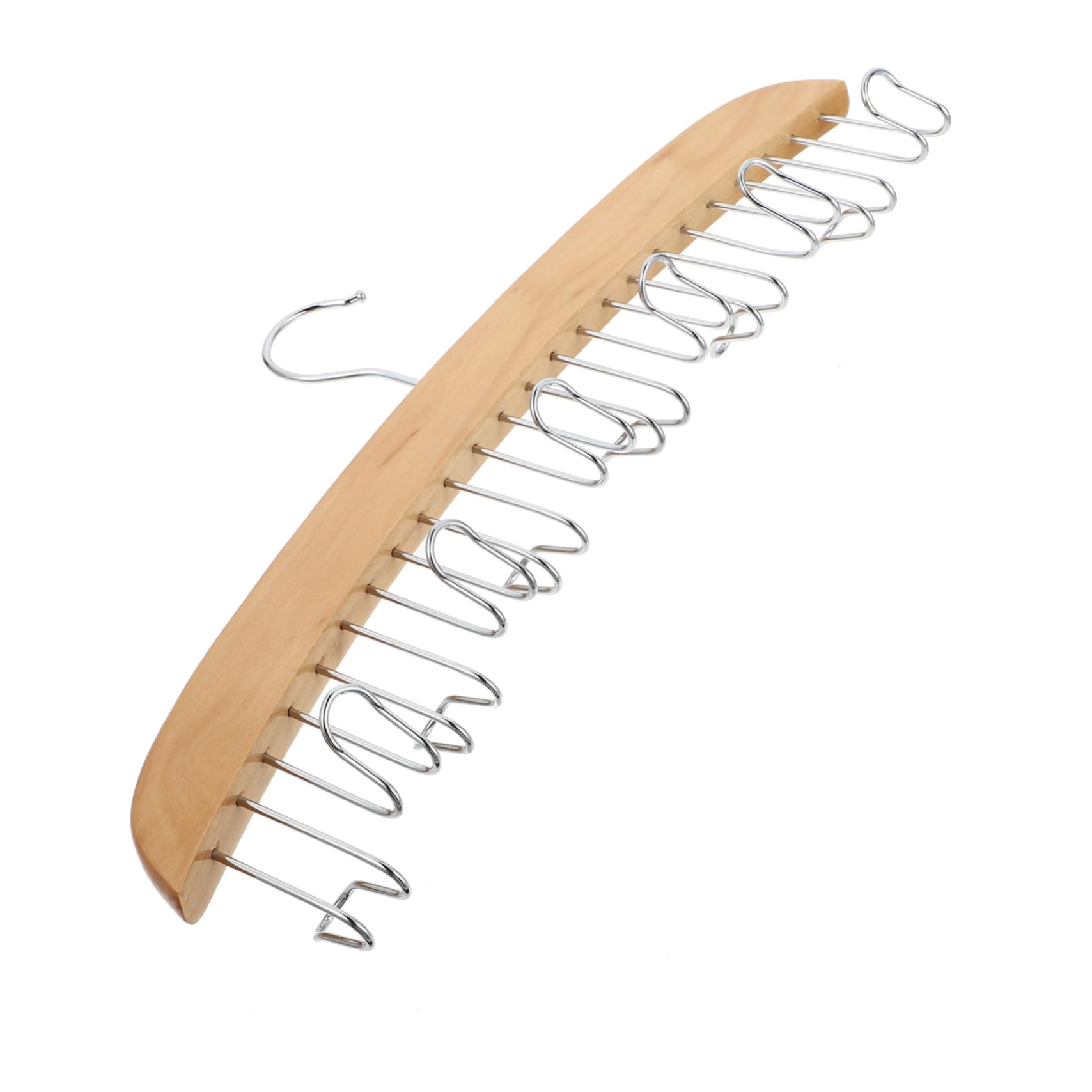 SOLUSTRE 1Pc Practical Hooks Wooden Tie Rack and Belt Organizer Non Slip Closet Hanger for Ties Belts and Scarves Stylish Storage for Home Organization