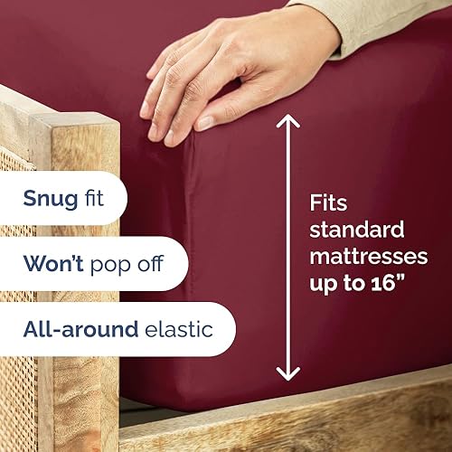 Miniatura 7 de Juego de sábanas de 100 % algodón de 400 hilos, sedoso y suave, para colchón alto, tamaño King dividido